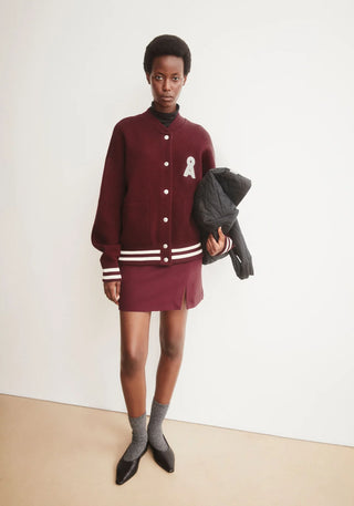Iconic A Bomber Jacket in Velvet Red- Tinted Navy