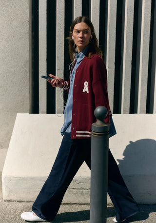 Iconic A Bomber Jacket in Velvet Red- Tinted Navy