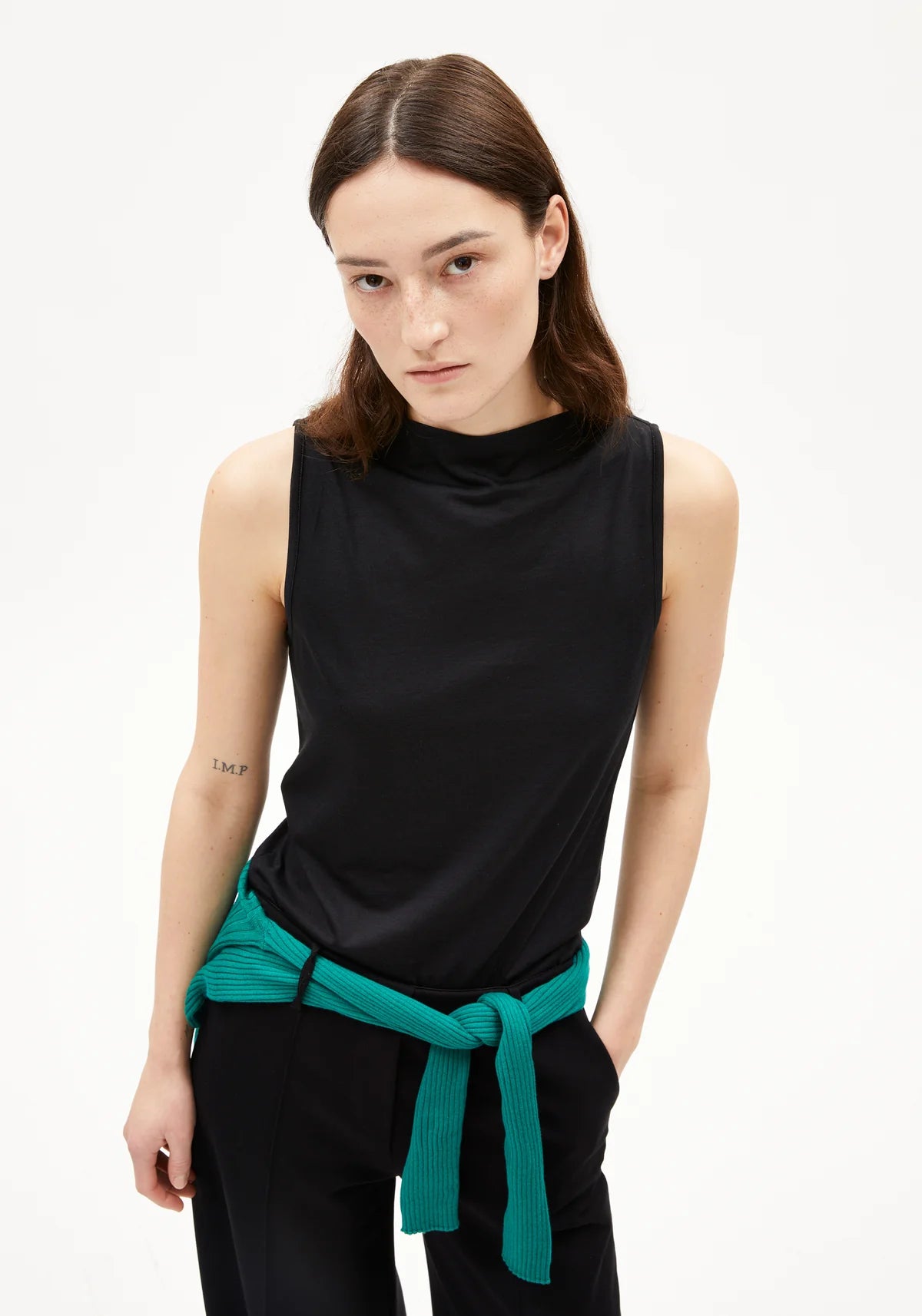 LAMINIAA TOP MADE OF TENCEL™ LYOCELL MIX- Black