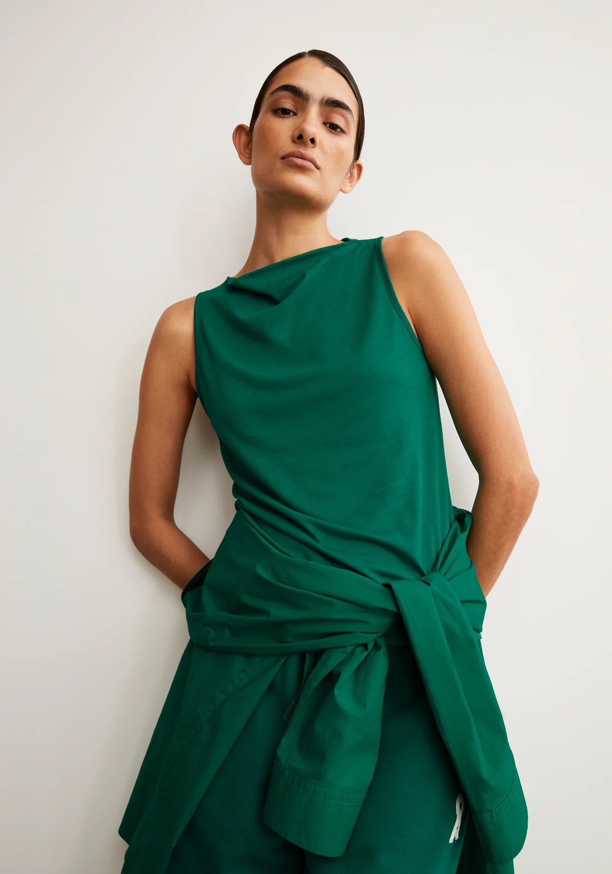 LAMINIAA TOP MADE OF TENCEL™ LYOCELL MIX- Emerald Green