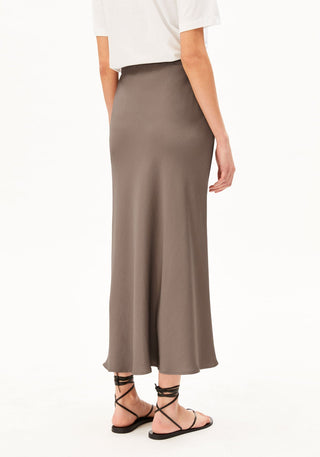 Lenovaa Satin Slip-Skirt - Walnut Cream