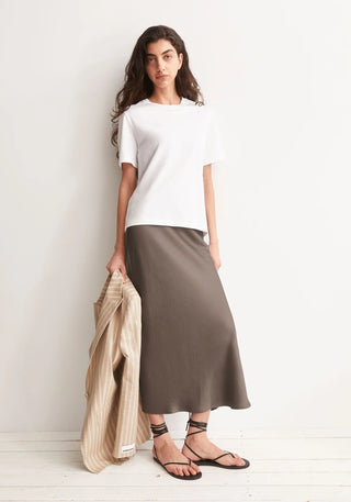 Lenovaa Satin Slip-Skirt - Walnut Cream