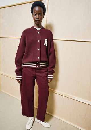 Barrel Leg Twill Pant in Velvet Red