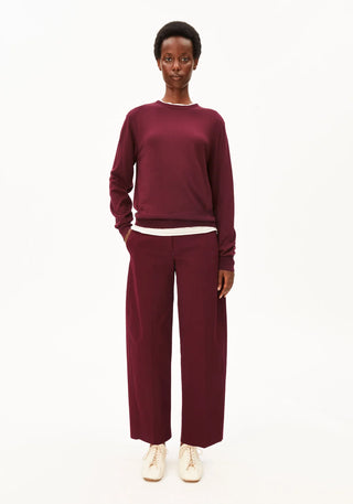 Barrel Leg Twill Pant in Velvet Red