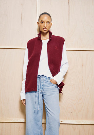 Cotton Fleece Vest - Velvet Red