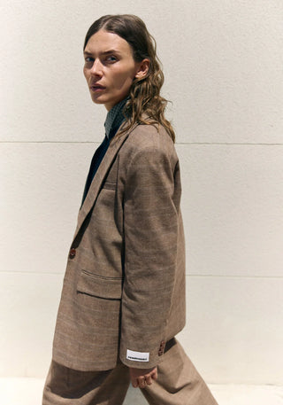 Check Oversized Blazer