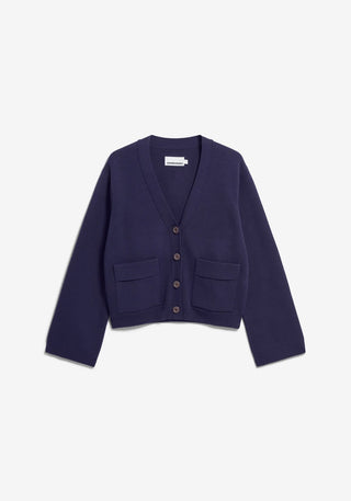 Compact Knit Cardigan in Tinted Navy