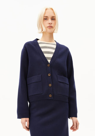 Compact Knit Cardigan in Tinted Navy