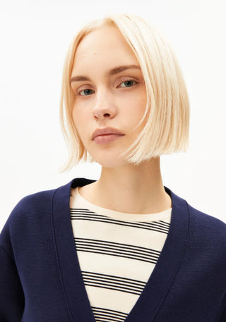 Compact Knit Cardigan in Tinted Navy