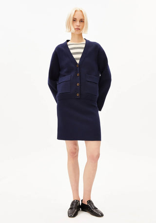Compact Knit Cardigan in Tinted Navy