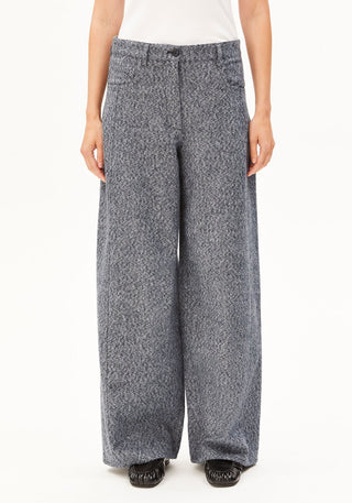 Tweed Barrel Pant in Mid Grey Melange-Oatmilk