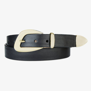 Lyra Vachetta Belt - Black + Gold