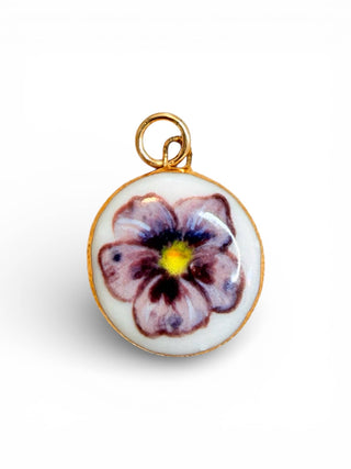 Violet Flower Large Circle Charm 