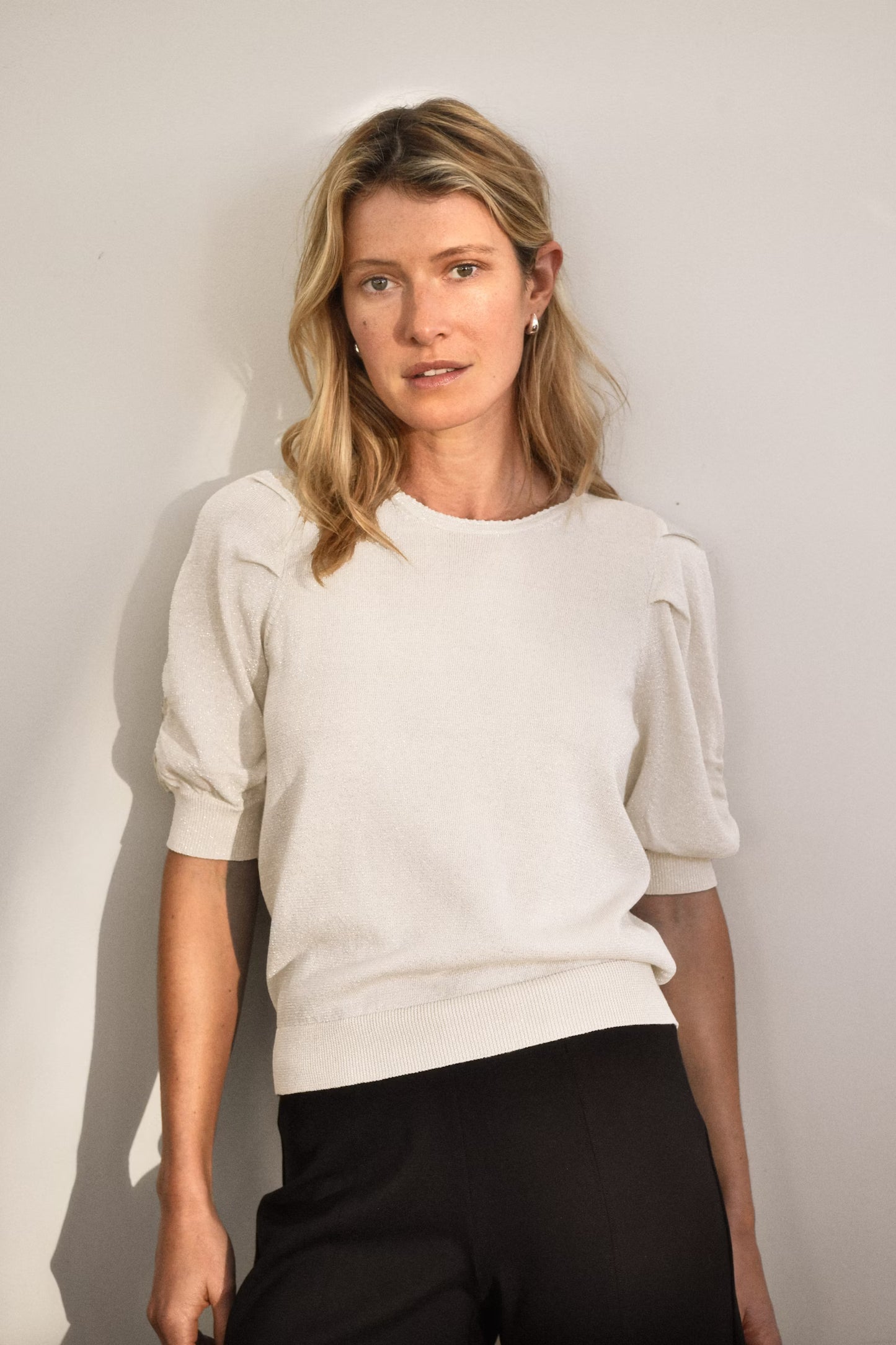 VaraiaPW Top in Whitecap Gray with Lurex