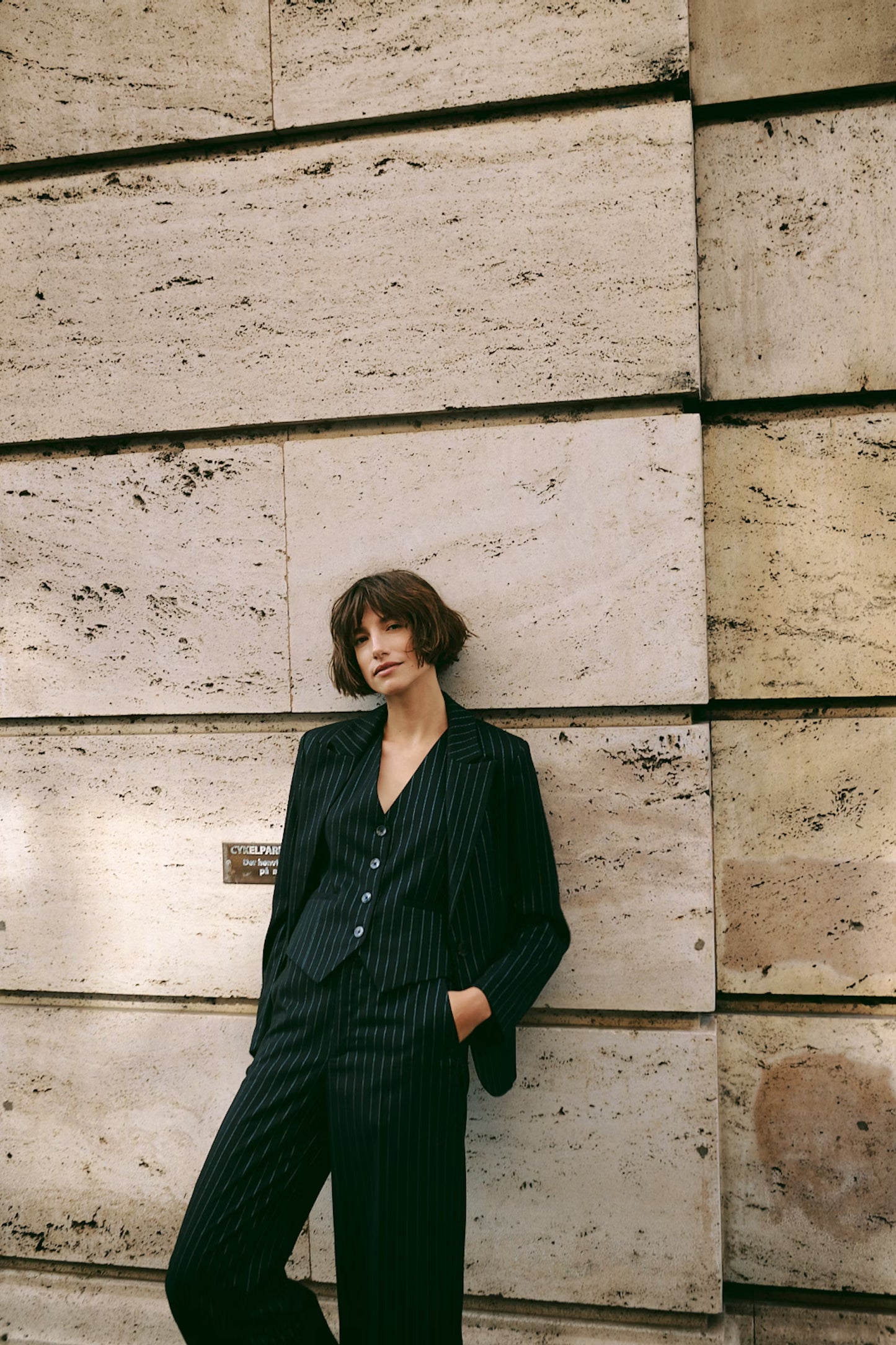 ValentinePW Waistcoat in Black Metallic Stripe