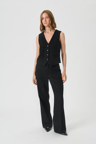 ValentinePW Waistcoat in Black Metallic Stripe