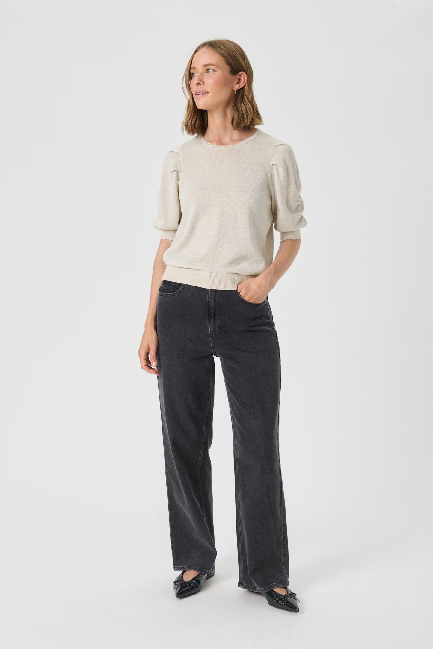 VaraiaPW Top in Whitecap Gray with Lurex