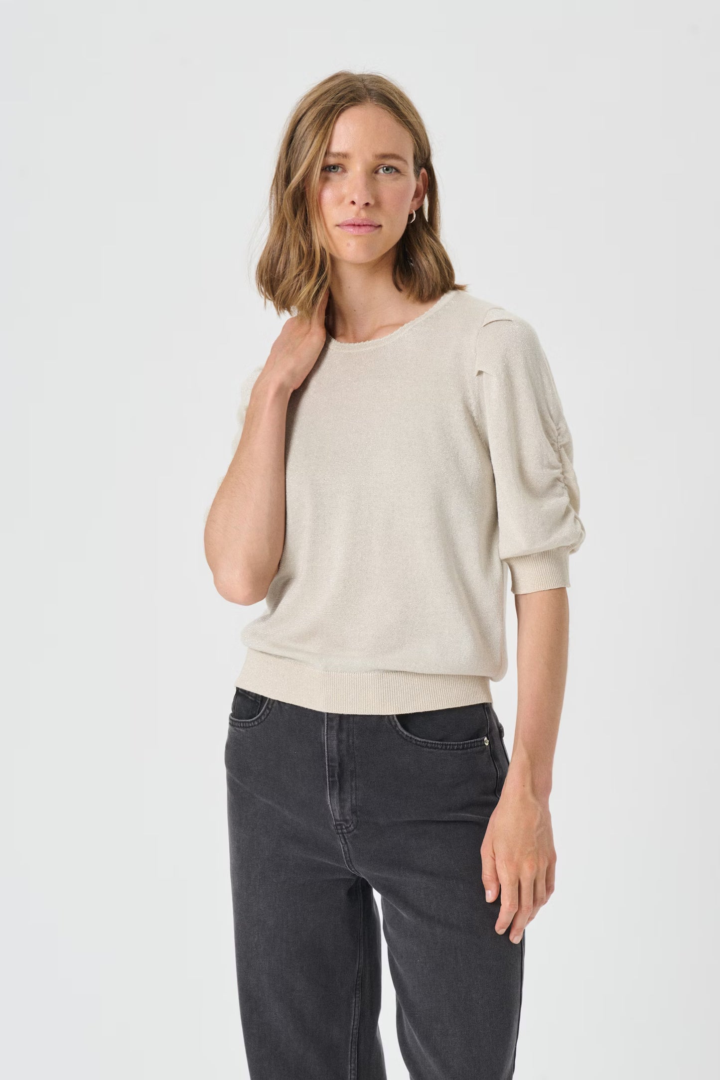 VaraiaPW Top in Whitecap Gray with Lurex