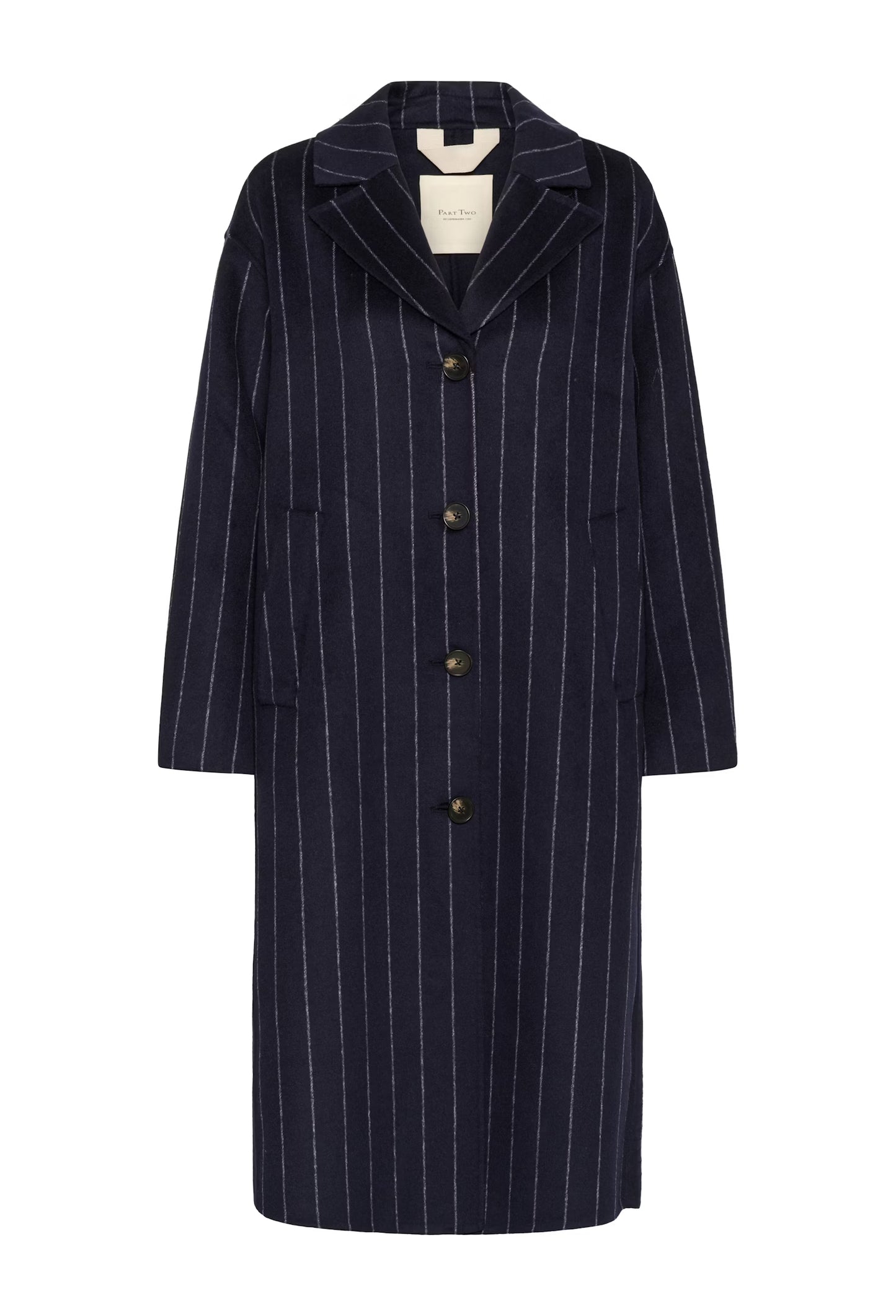 LorelaisPW Coat in Dark Navy Pinstripe