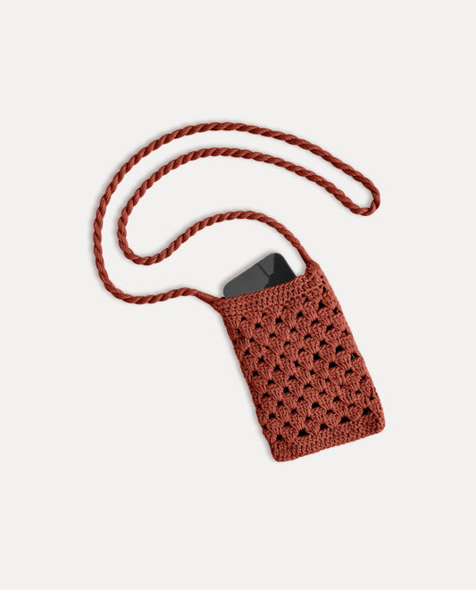 CROCHET MOBILE POUCH CHOCOLATE
