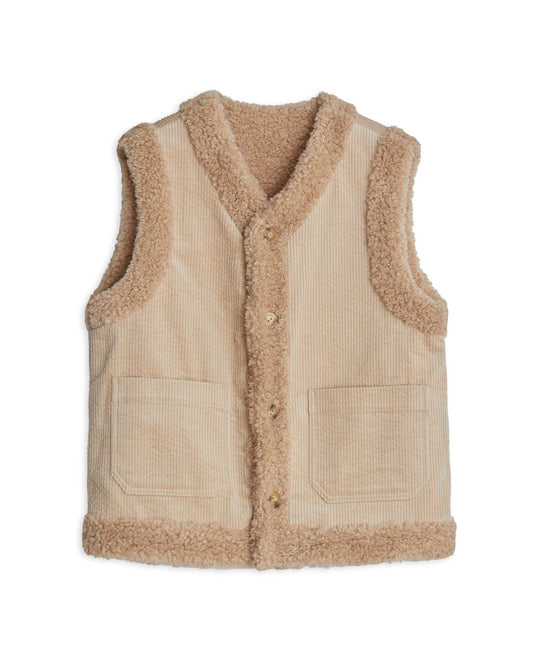 Shearling Reversible Vest - Sand