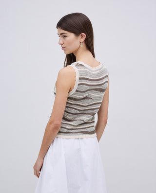Beige Wide Strap V-Neck Tank