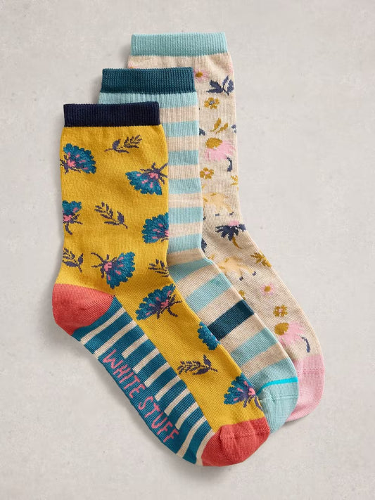 3PK Spring Pattern Socks