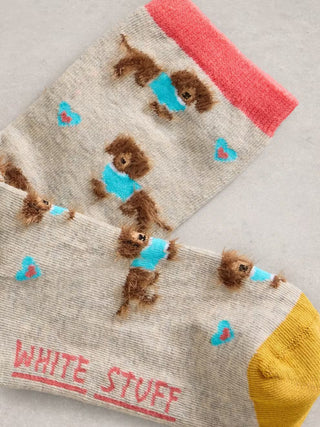 Fluffy Sausage Dog Ankle Sock