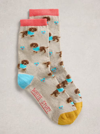 Fluffy Sausage Dog Ankle Sock