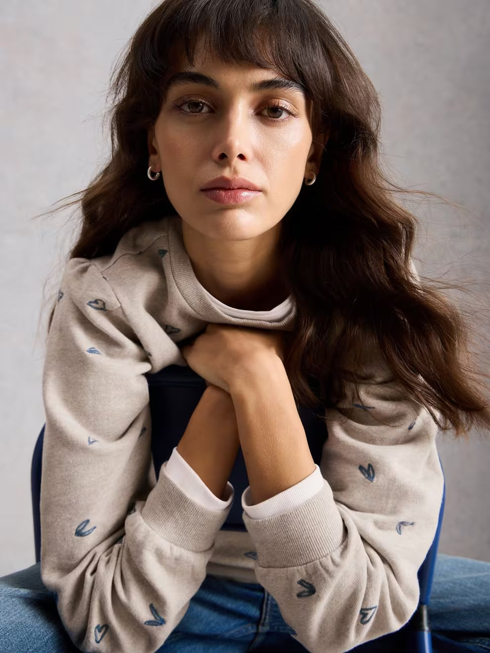 Heart Embroidered Sweatshirt