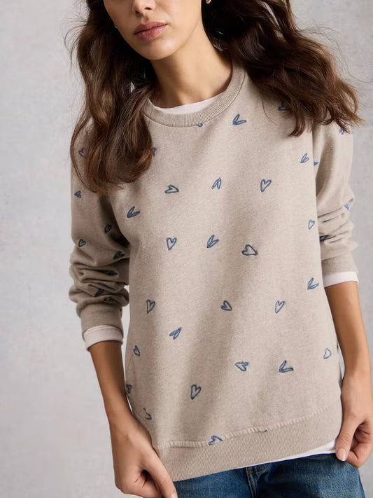 Heart Embroidered Sweatshirt