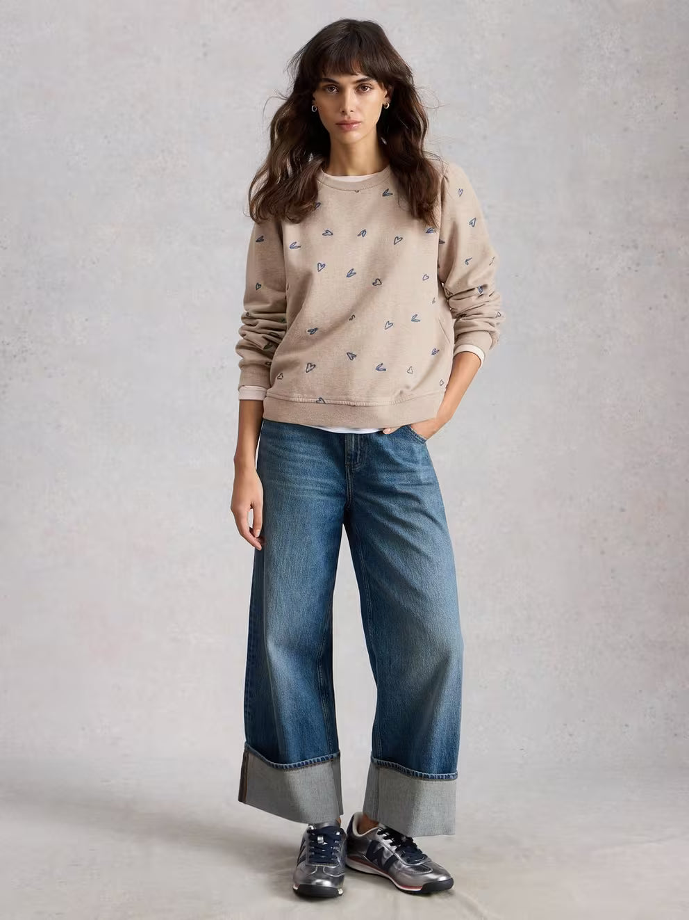 Heart Embroidered Sweatshirt