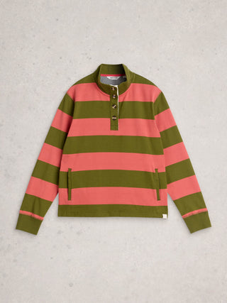 Bobby Button Stripe Sweater in Green Multi