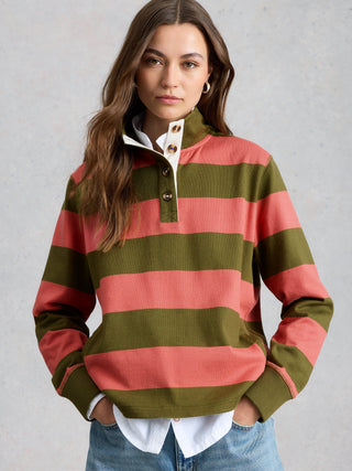 Bobby Button Stripe Sweater in Green Multi
