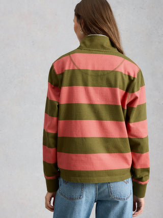 Bobby Button Stripe Sweater in Green Multi
