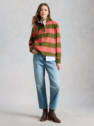 Bobby Button Stripe Sweater in Green Multi