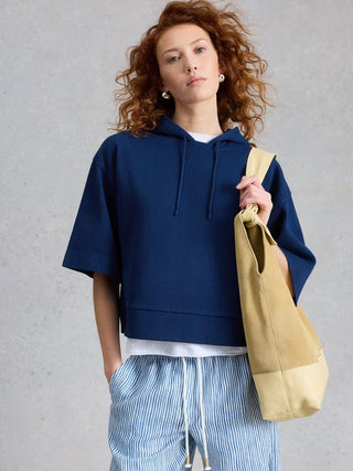 Herringbone Hoodie in Dark Navy