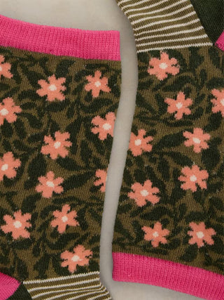 Floral Stripe Ankle Sock