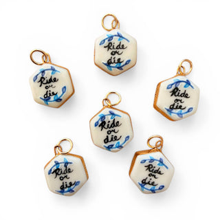 Black & Blue ‘Ride or Die” Hexagon Charm