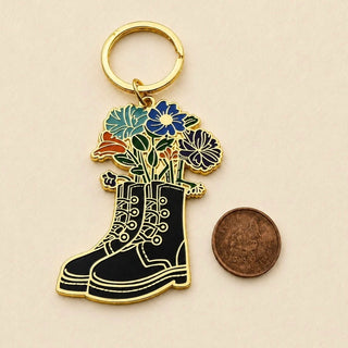 "Boot-Quet" Flowers & Boot Enamel Keychain