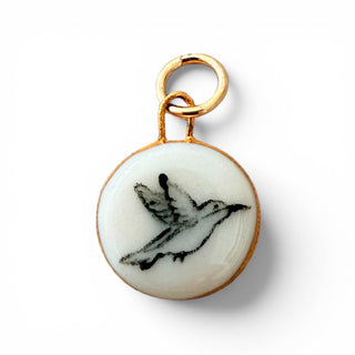 B&W Hummingbird Charm: Black & White Circle