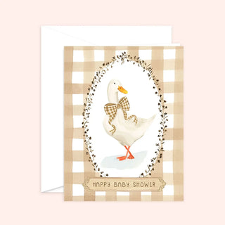 Plaid Baby Shower Card | Goose Card - White