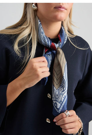 MSSIRI SILK SCARF - NAVY PAISLEY PRINT