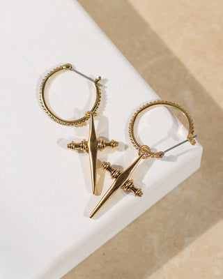 Cross Hoops - Gold