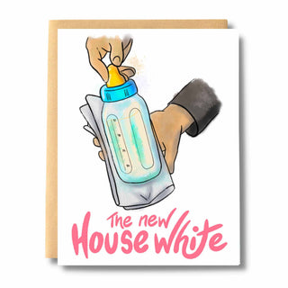 New Baby House White Card: With Card Clasp
