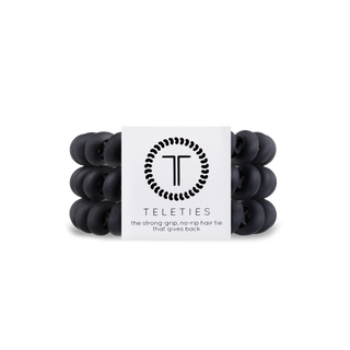 Matte Black - Large Spiral Hair Coils, Hair Ties, 3-pack