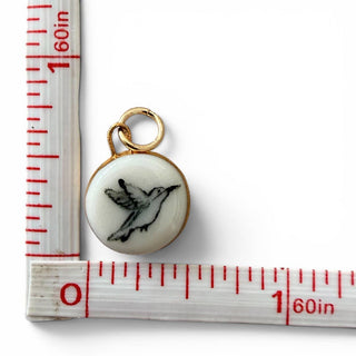 B&W Hummingbird Charm: Black & White Circle