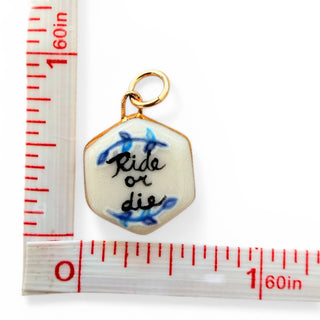 Black & Blue ‘Ride or Die” Hexagon Charm