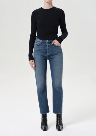 90's Pinch Waist Crop (Comfort Stretch) in Overcast