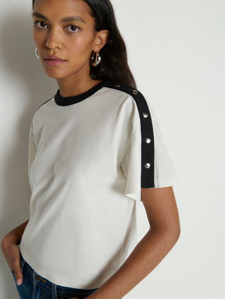 Ada Button Tee - Porcelain Colour Block